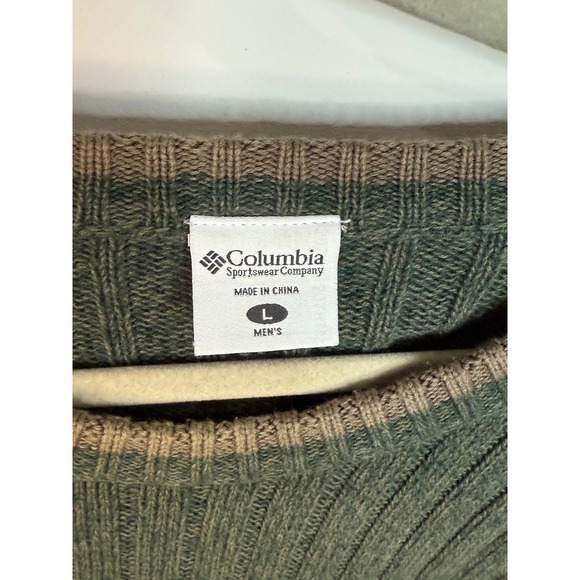 Columbia Mens Sweater Large Green Knit Long Sleeve Casual - Picture 2 of 3